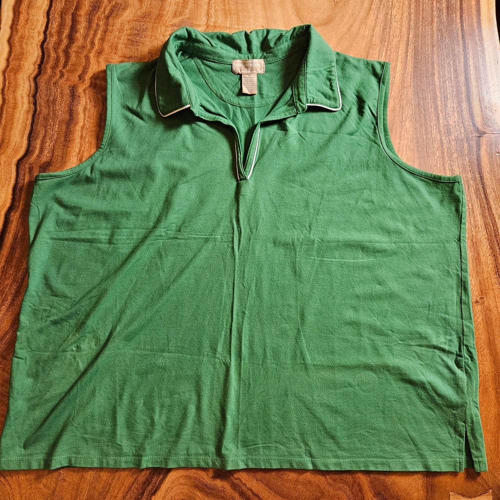 Cotton Ginny Plus Green Sleeveless Shirt Size XL
